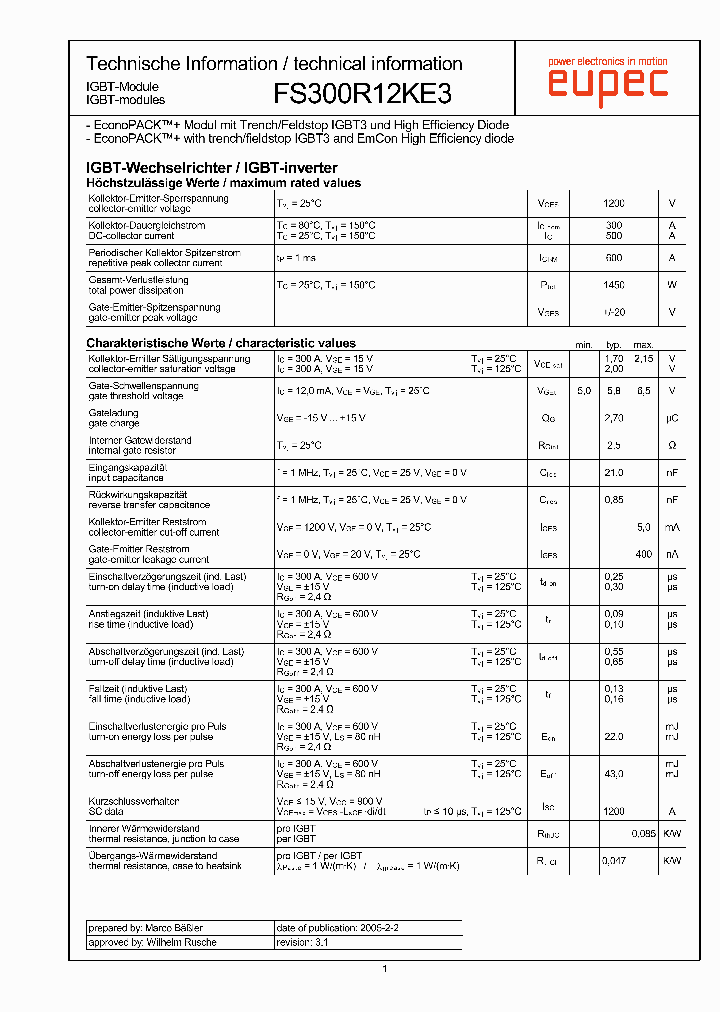 FS300R12KE3_4576734.PDF Datasheet