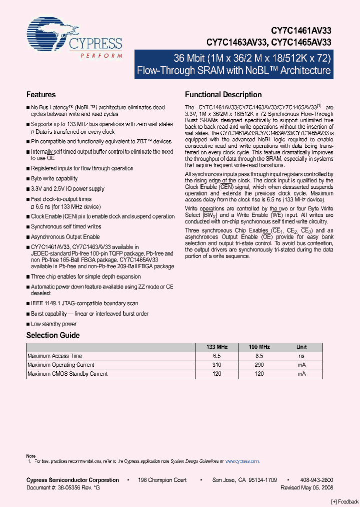 CY7C1463AV33-100AXC_4606194.PDF Datasheet