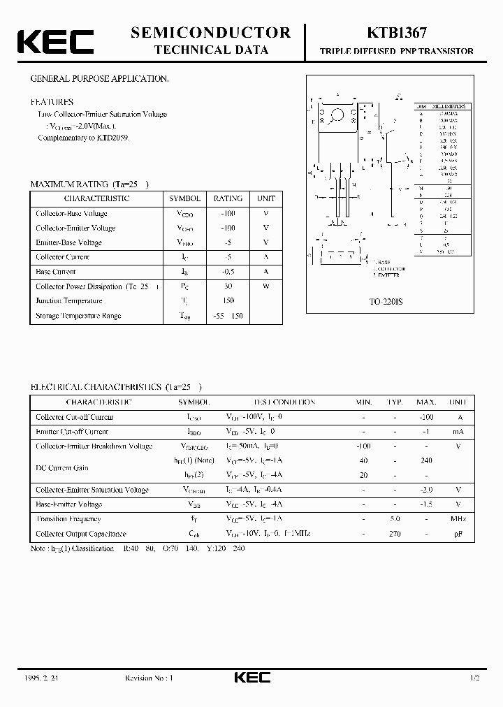 KTB1367_4611098.PDF Datasheet