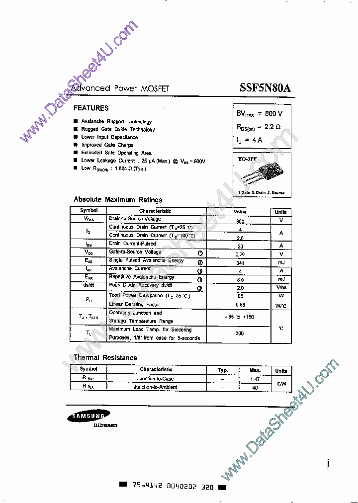 SSF5N80A_4611575.PDF Datasheet