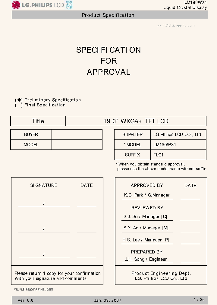 LM190WX1_4627780.PDF Datasheet