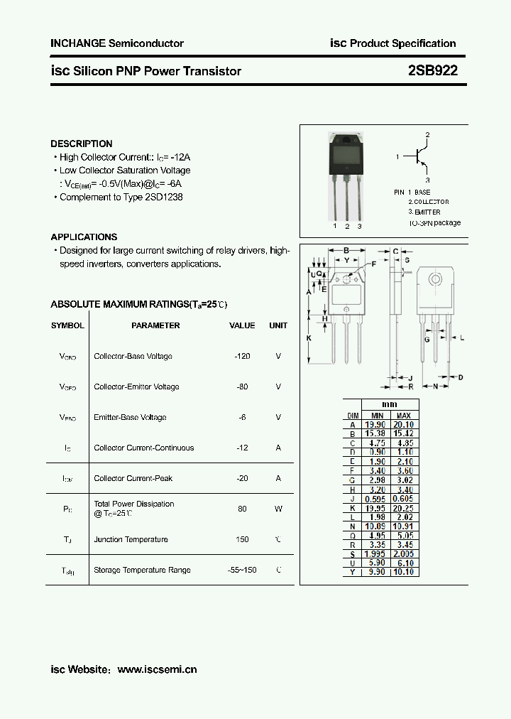 2SB922_4646321.PDF Datasheet