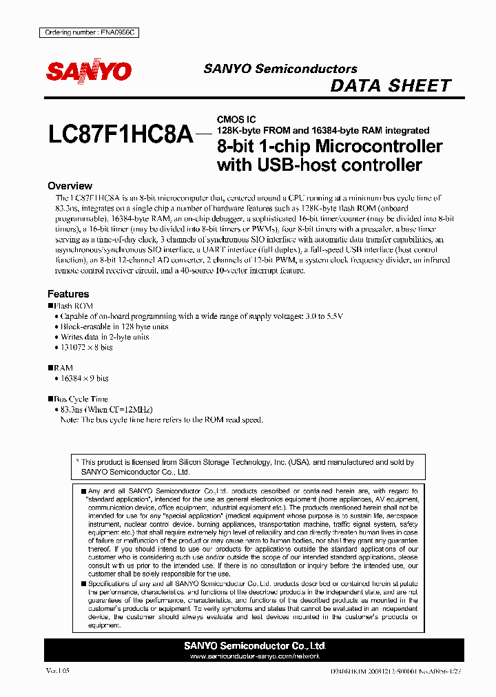 LC87F1HC8A0812_4659264.PDF Datasheet