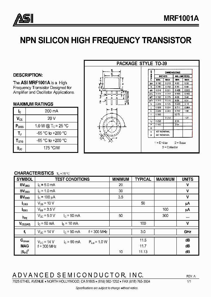 MRF1001A_4660848.PDF Datasheet