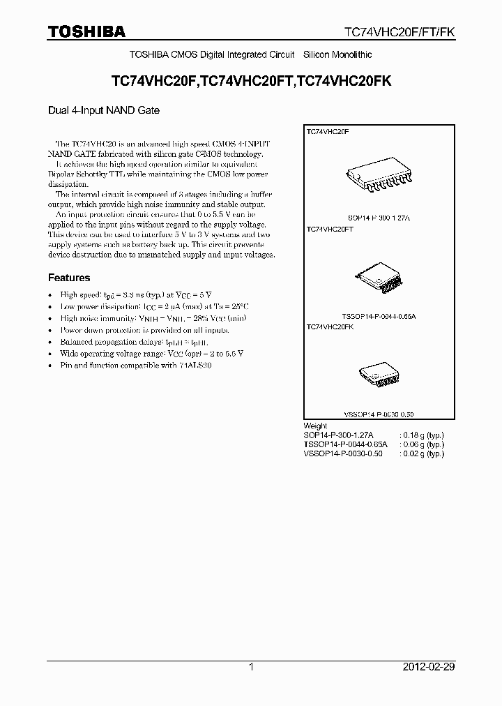 TC74VHC20FK12_4721729.PDF Datasheet