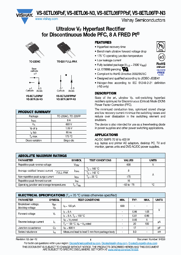 8ETL06PBF_4724592.PDF Datasheet