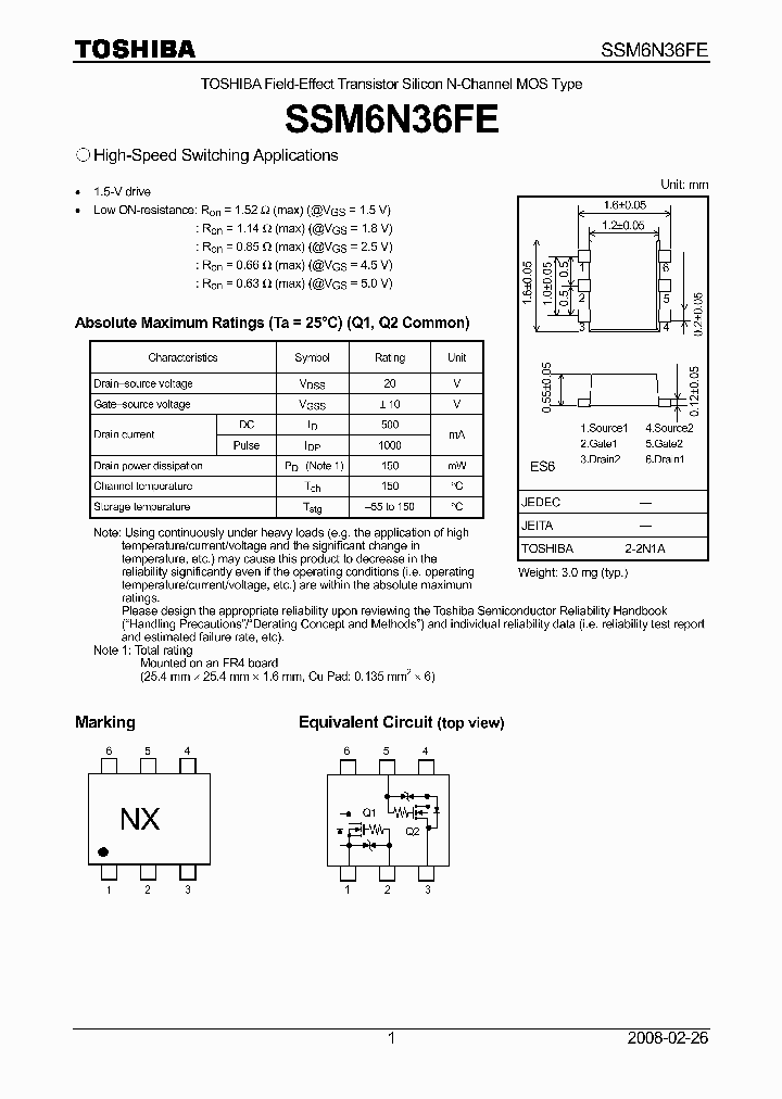 SSM6N36FE_4773729.PDF Datasheet