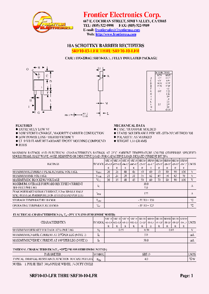 SRF10-10-LFR_4813530.PDF Datasheet