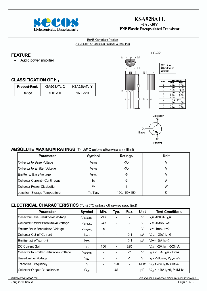 KSA928ATL_4864998.PDF Datasheet