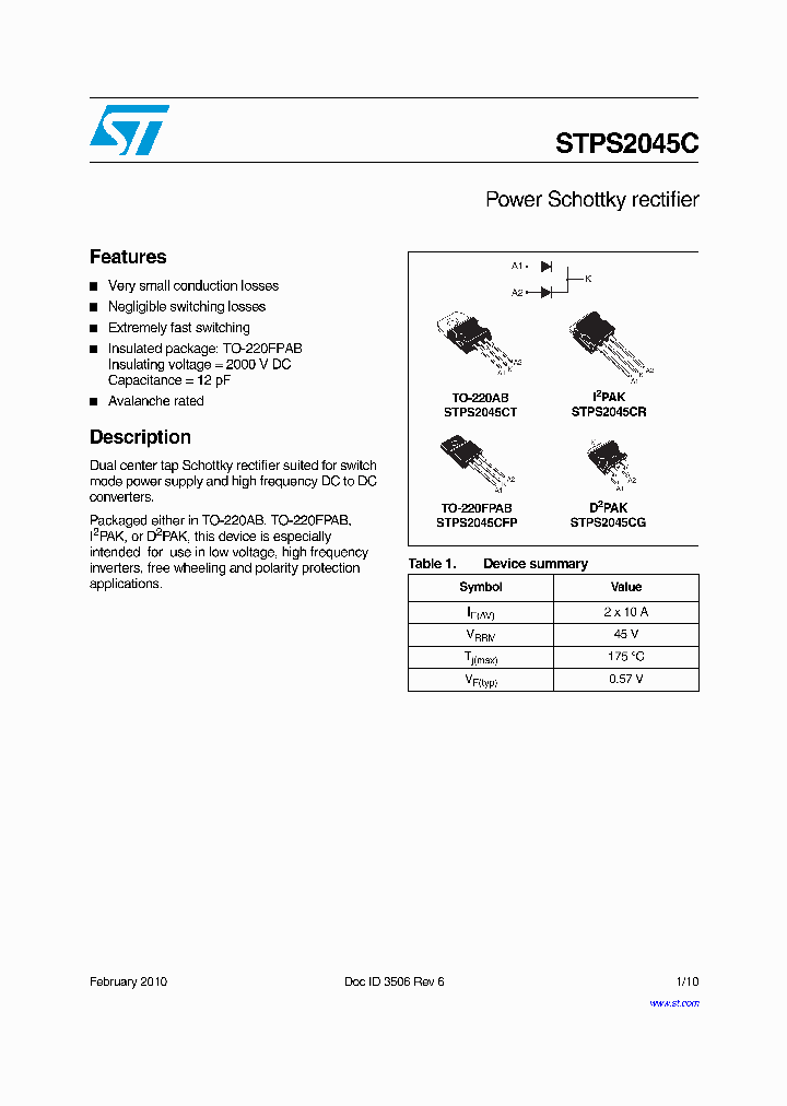 STPS2045C10_4871619.PDF Datasheet