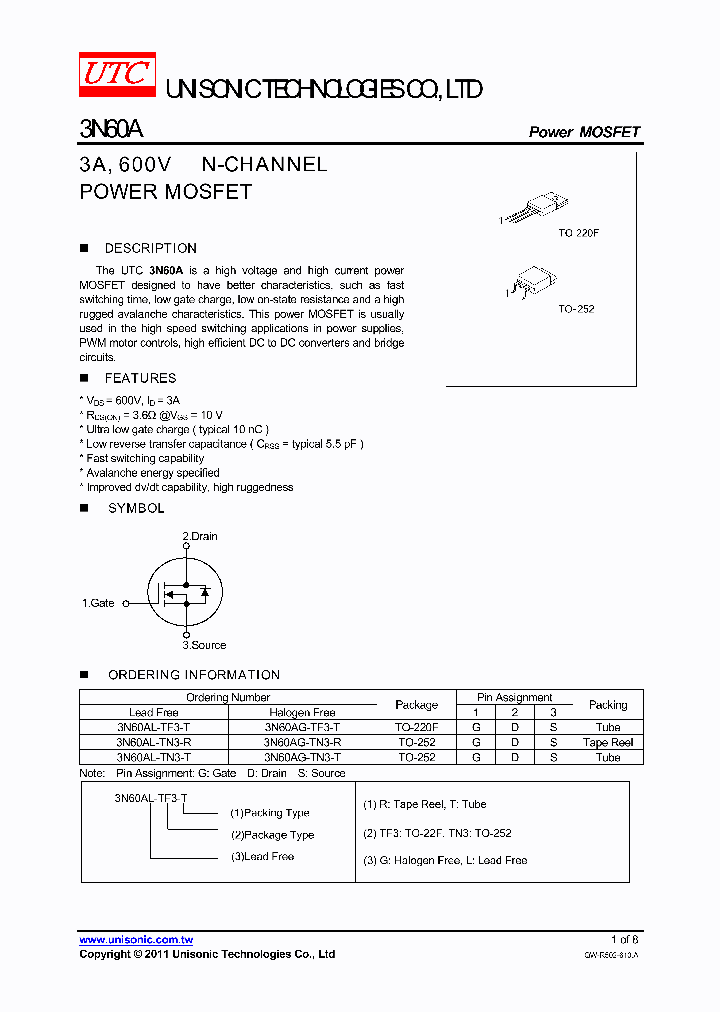 3N60AG-TN3-R_4872622.PDF Datasheet