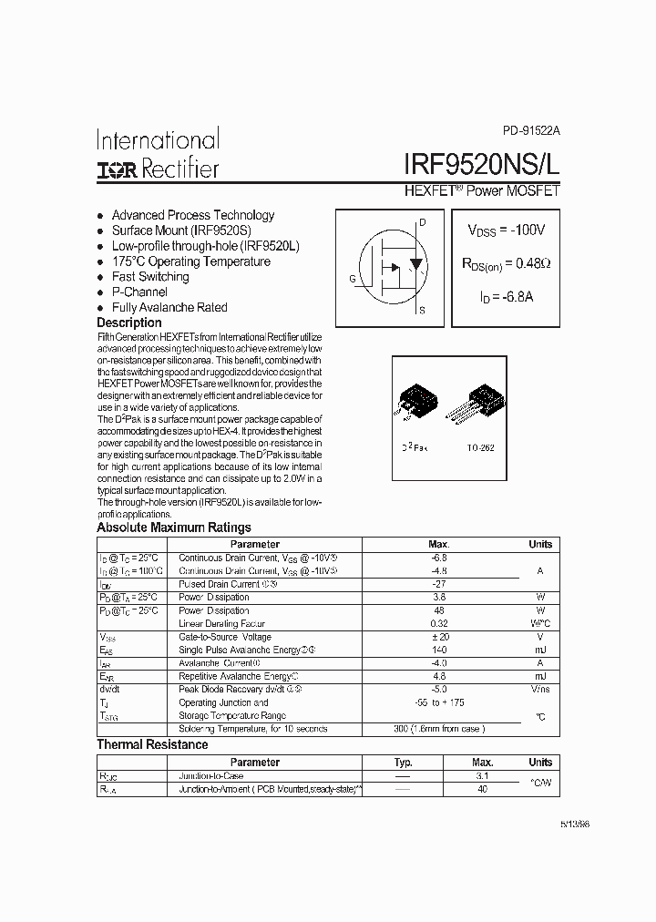 IRF9520NSTRR_4907474.PDF Datasheet