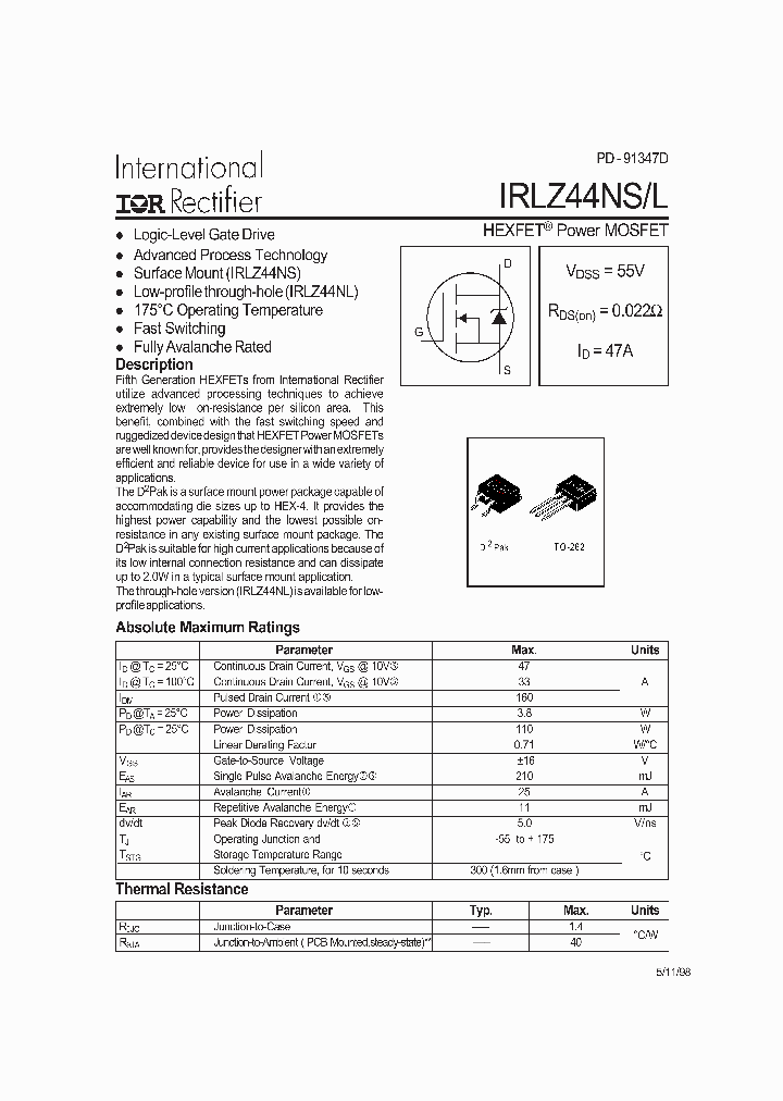 IRLZ44NSTRR_4907488.PDF Datasheet