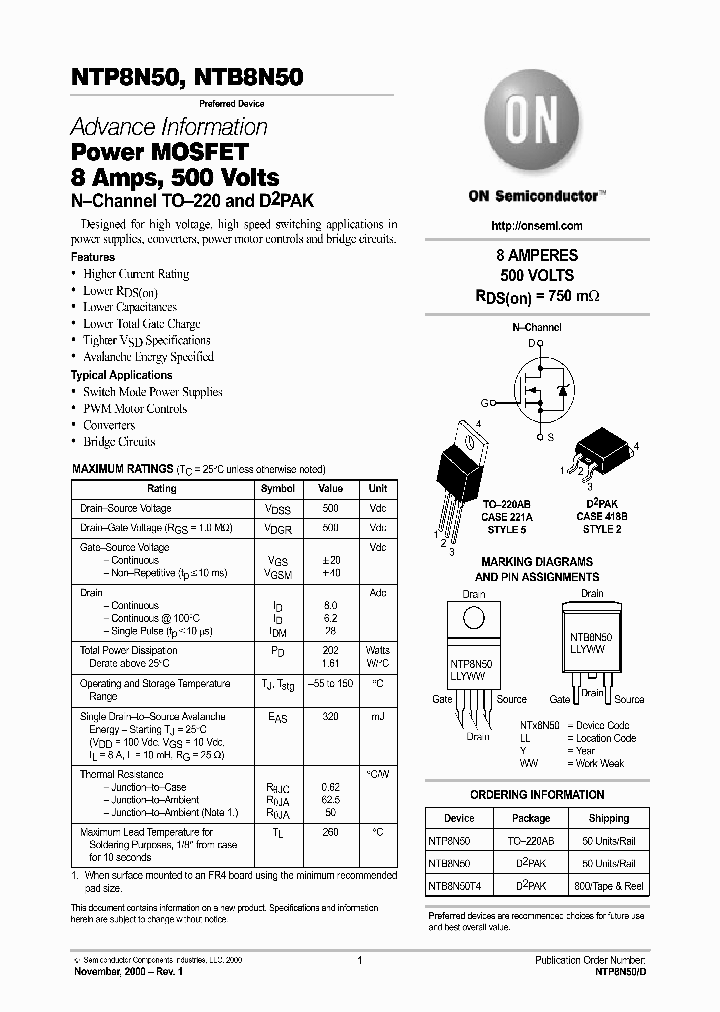 NTP8N50-D_4995126.PDF Datasheet