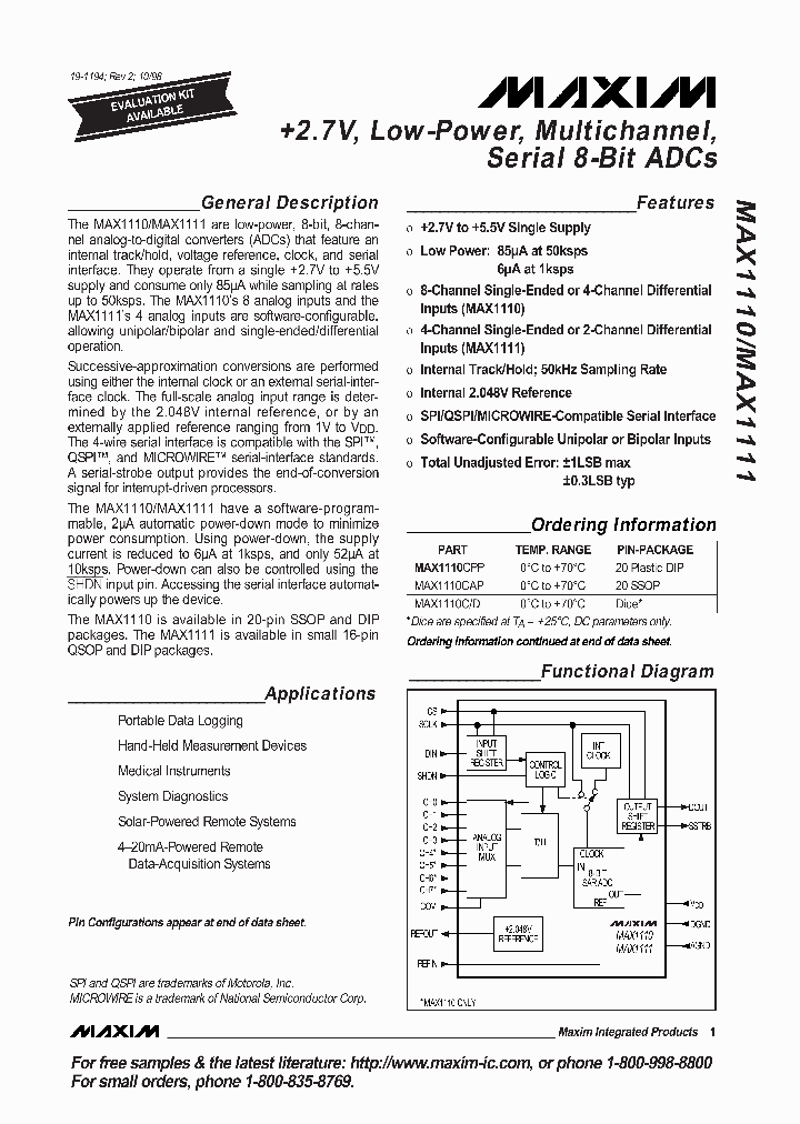 MAX1110EAPT_5012198.PDF Datasheet