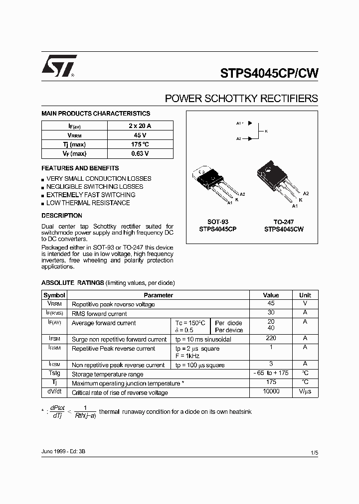 STPS4045CP_5014437.PDF Datasheet