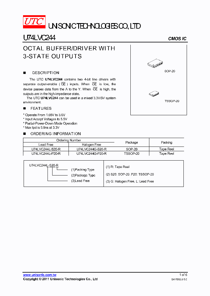 U74LVC244L-P20-R_5025186.PDF Datasheet