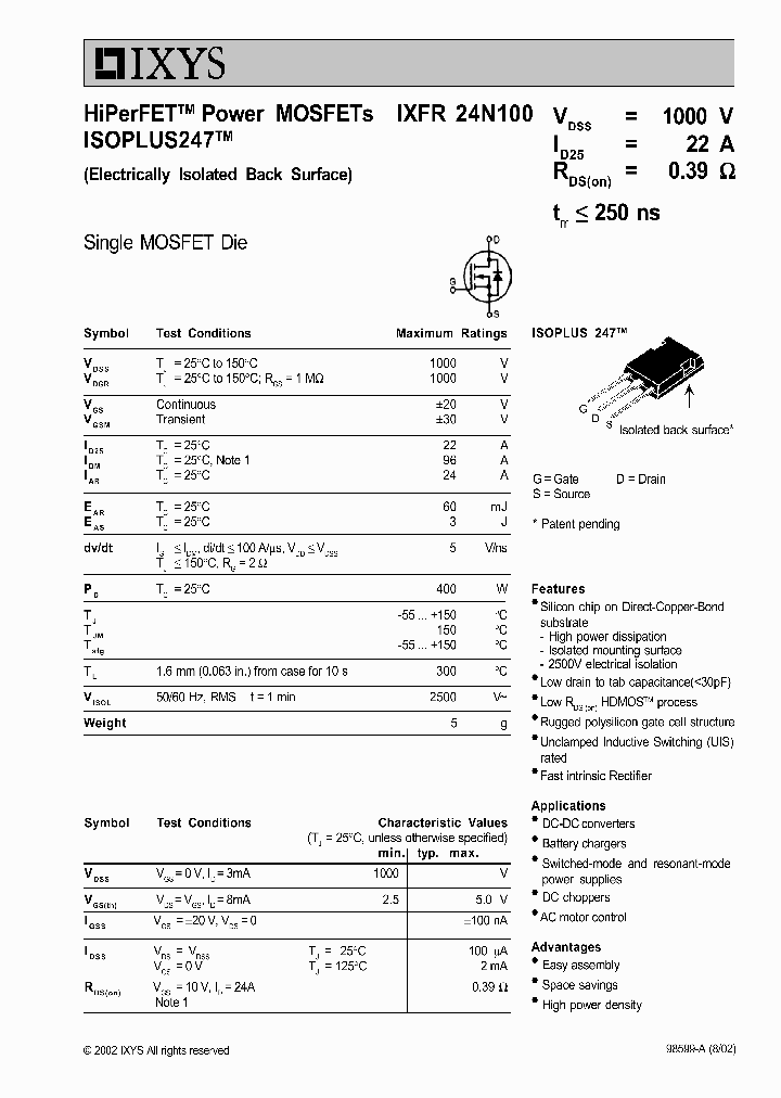 IXFR24N100_5132035.PDF Datasheet