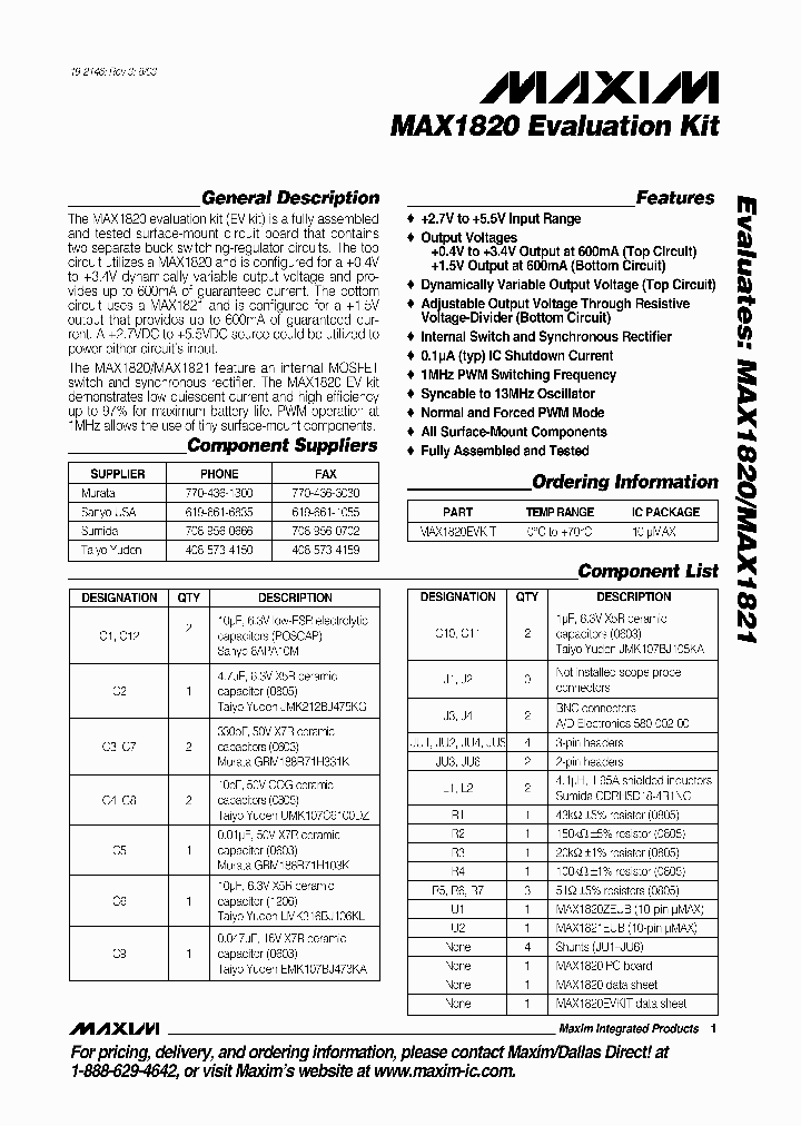 MAX1820EVKIT_5152077.PDF Datasheet