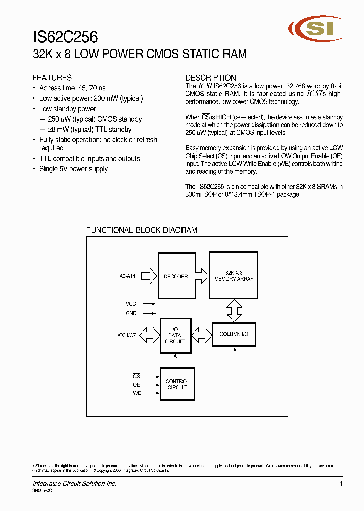 IS62C256_5190225.PDF Datasheet