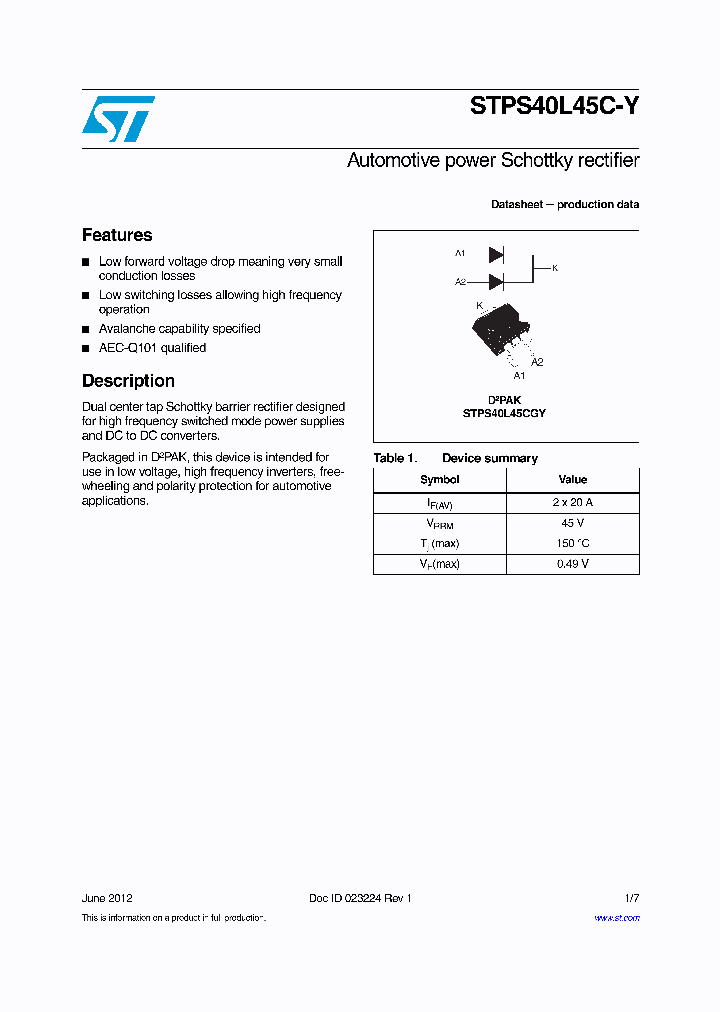 STPS40L45C-Y_5195961.PDF Datasheet