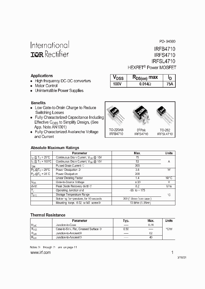 IRFB4710_5214289.PDF Datasheet