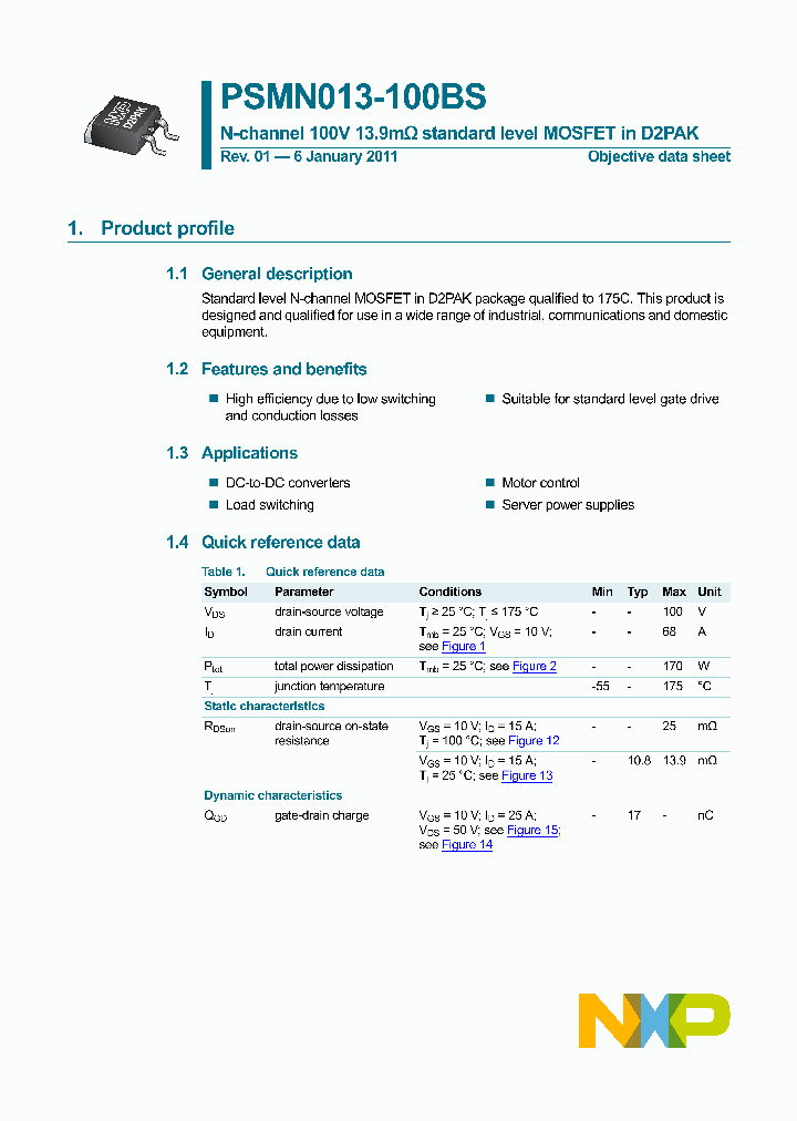 PSMN013-100BS_5268620.PDF Datasheet