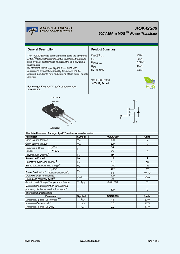 AOK42S60_5327322.PDF Datasheet