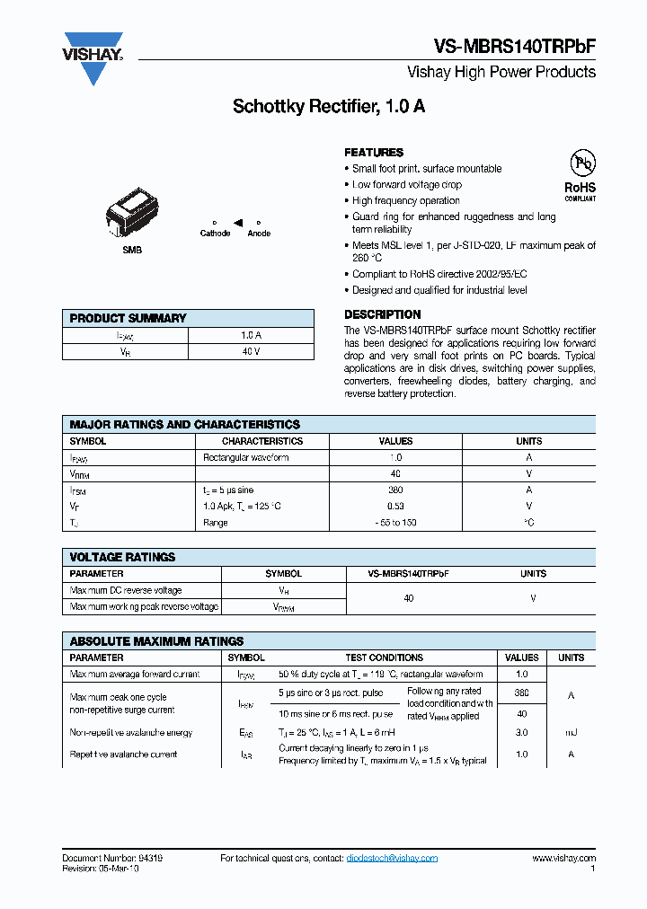 MBRS140TRPBF10_5338843.PDF Datasheet