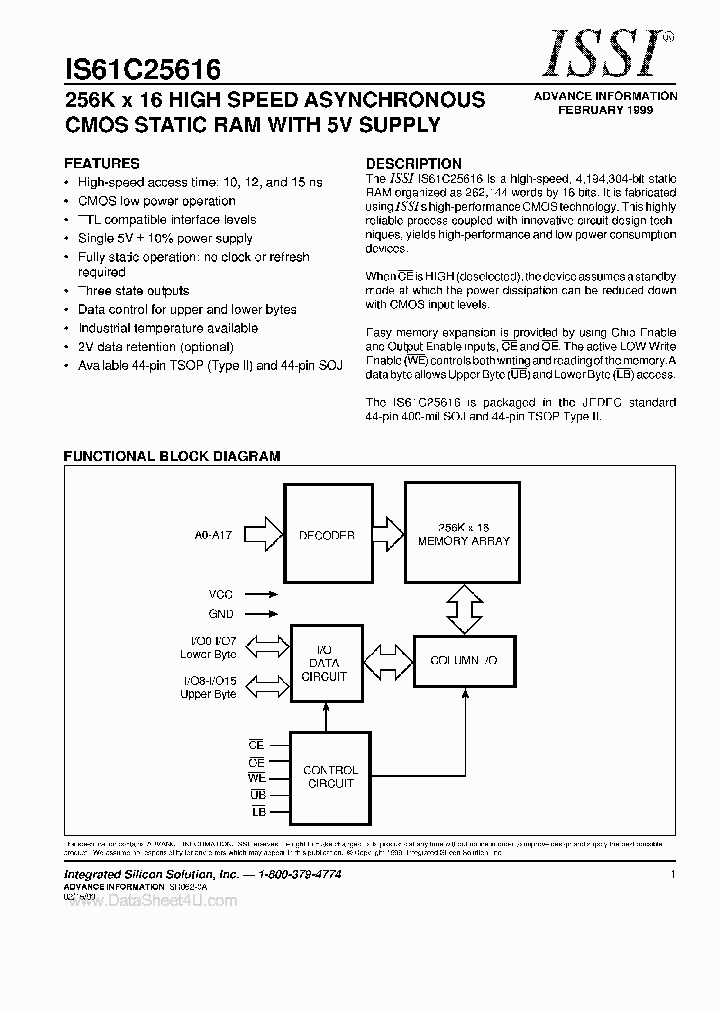 IS61C25616_5356744.PDF Datasheet