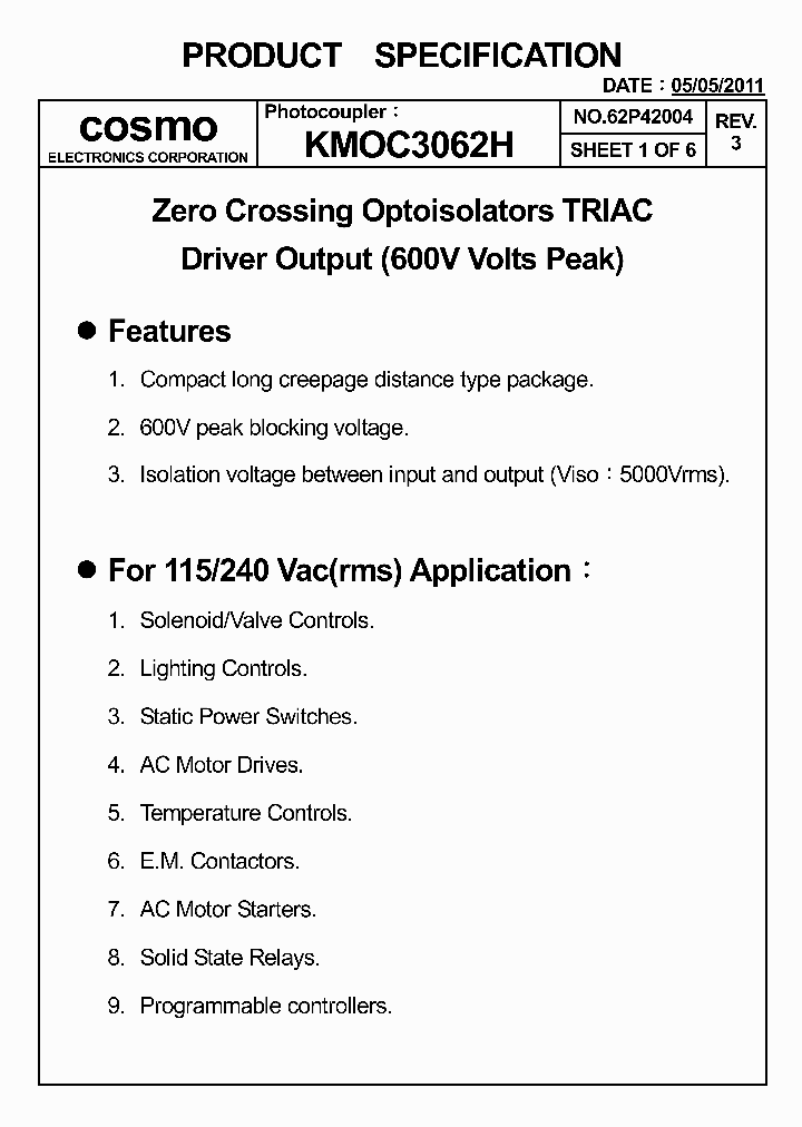 KMOC3062H_5356749.PDF Datasheet