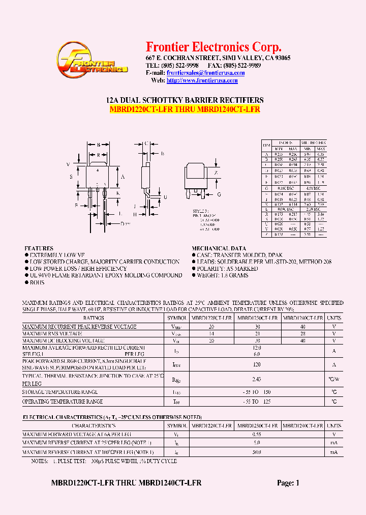 MBRD1220CT-LFR_5358217.PDF Datasheet