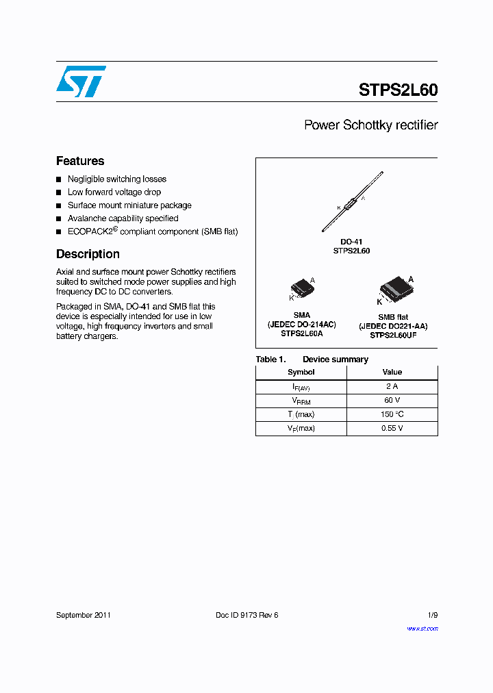 STPS2L6011_5384358.PDF Datasheet