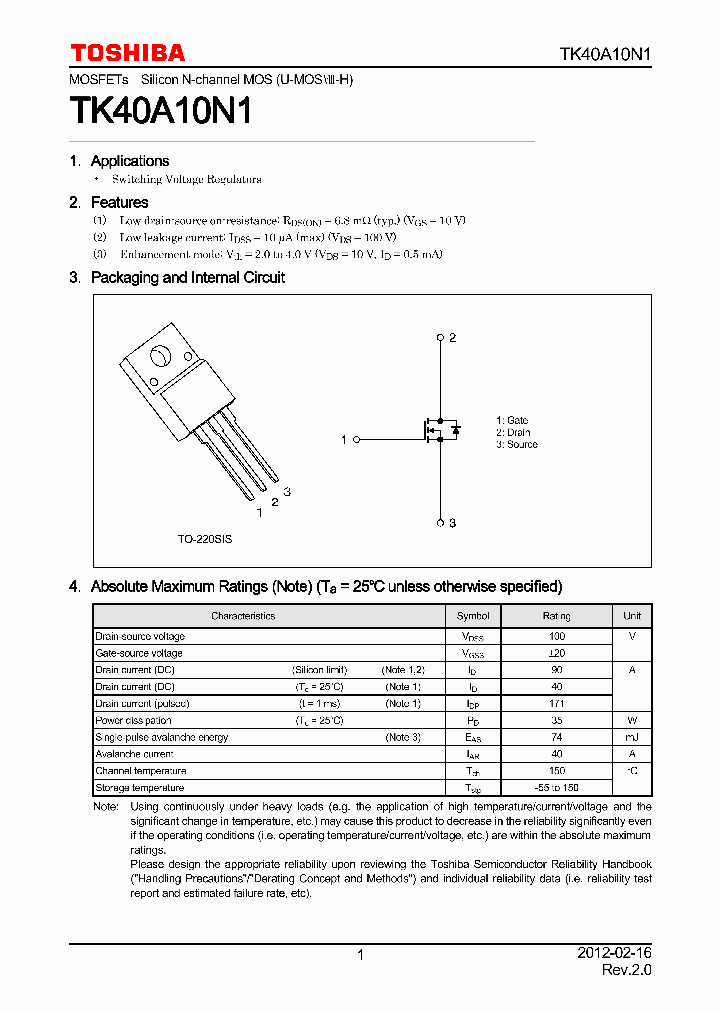 TK40A10N1_5393290.PDF Datasheet