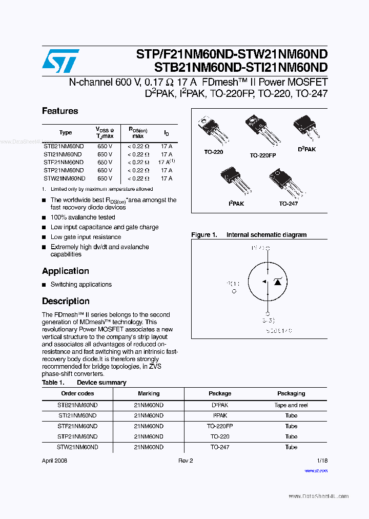 STW21NM60ND_5400988.PDF Datasheet