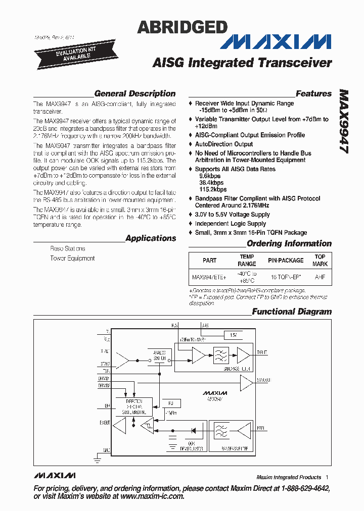 MAX9947ETE_5404657.PDF Datasheet