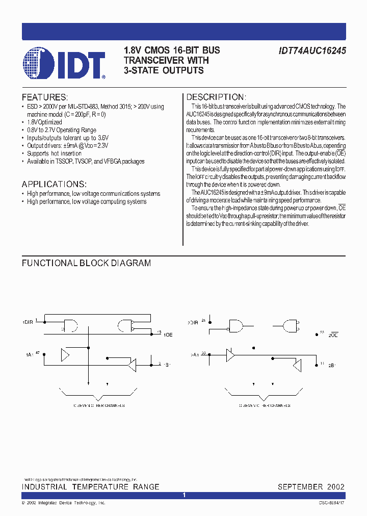 IDT74AUC16245BVI8_5478905.PDF Datasheet