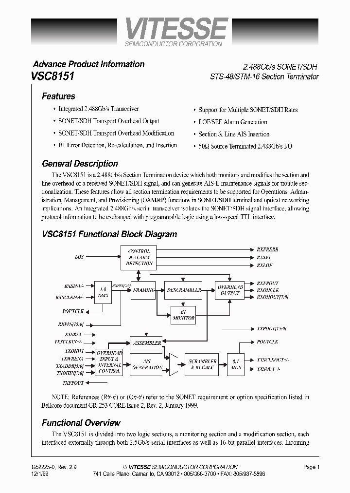 VSC8151QV_5490772.PDF Datasheet