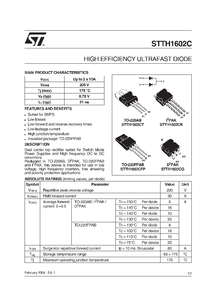 STTH1602CT_5536504.PDF Datasheet