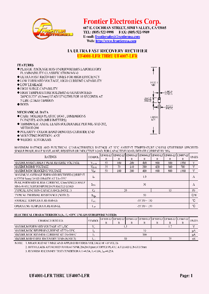 UF4007-LFR_5610230.PDF Datasheet