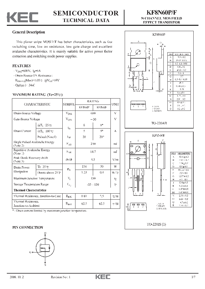 KF8N60F_5685740.PDF Datasheet