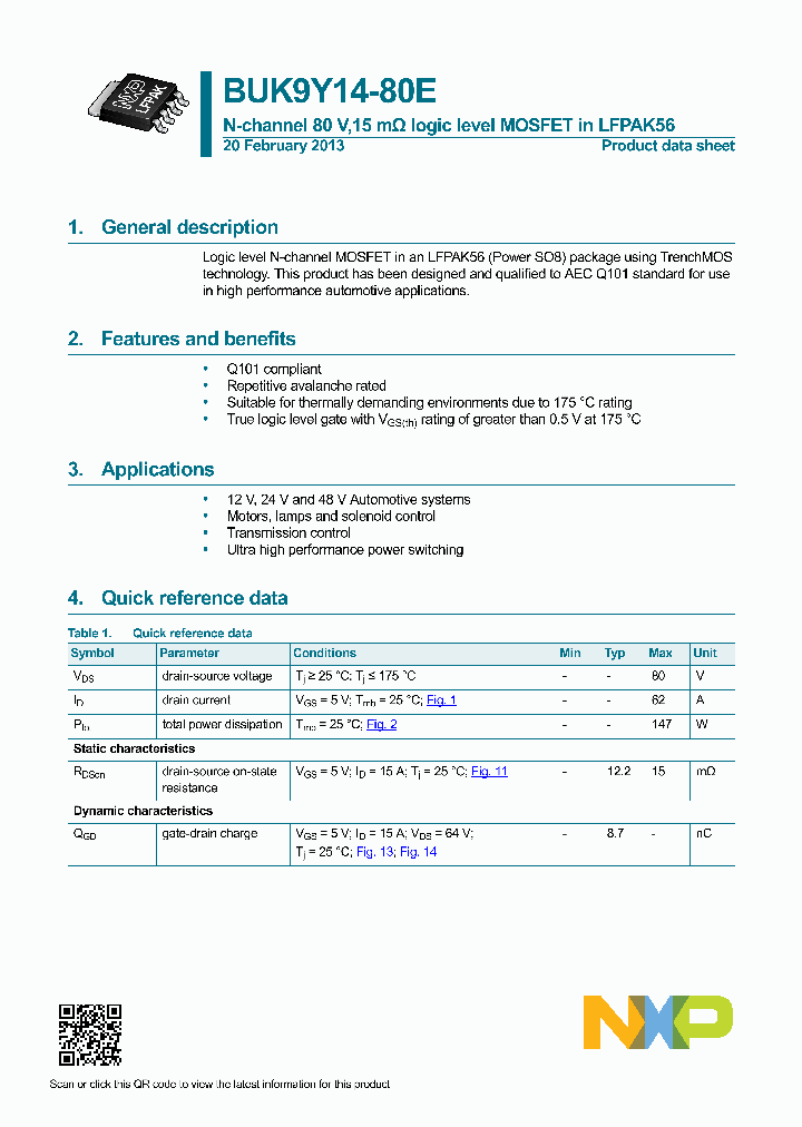 BUK9Y14-80E_5748343.PDF Datasheet