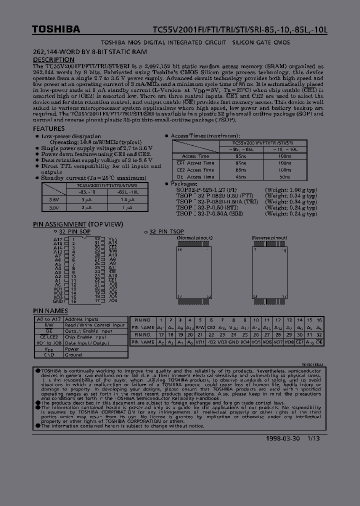 TC55V2001TRI-10L_5783937.PDF Datasheet