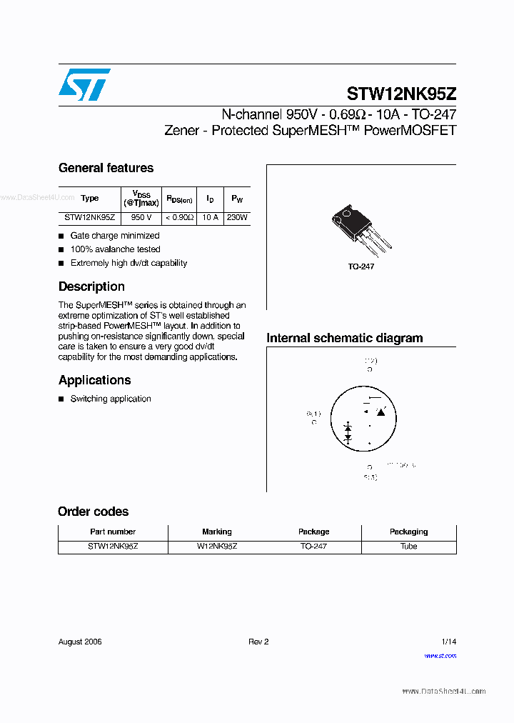 STW12NK95Z_5785553.PDF Datasheet