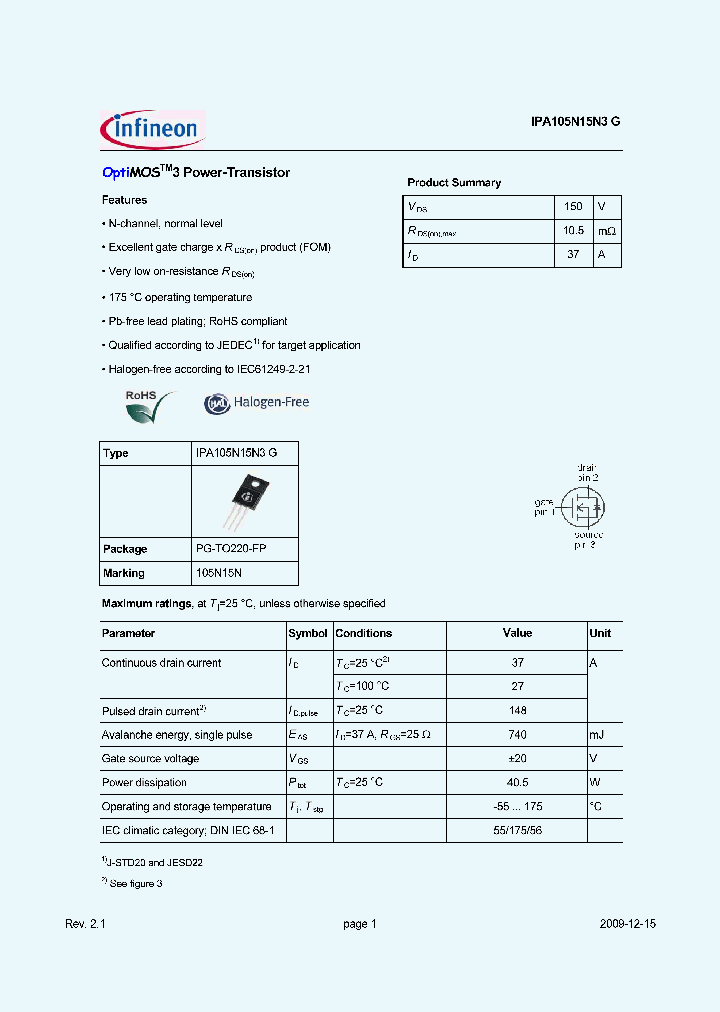 IPA105N15N3G_5823460.PDF Datasheet