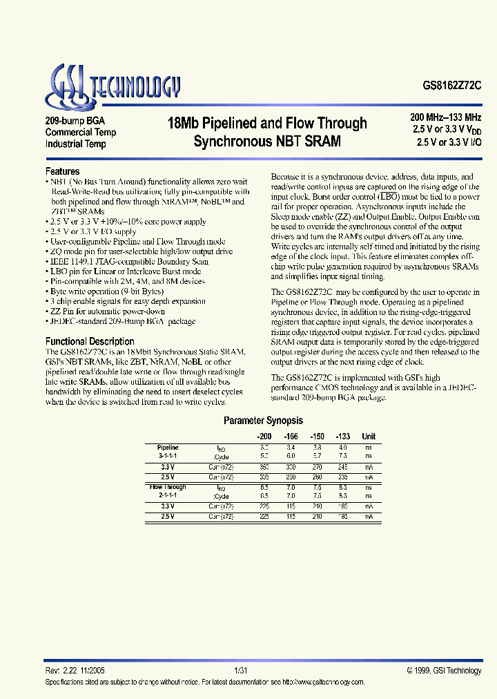 GS8162Z72C_5842552.PDF Datasheet