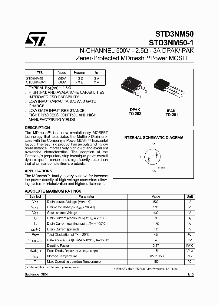 STD3NM50_5927886.PDF Datasheet