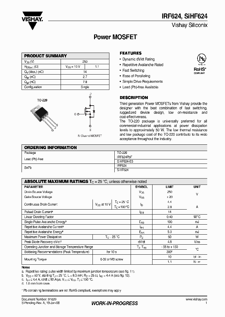 IRF624PBF_5929905.PDF Datasheet