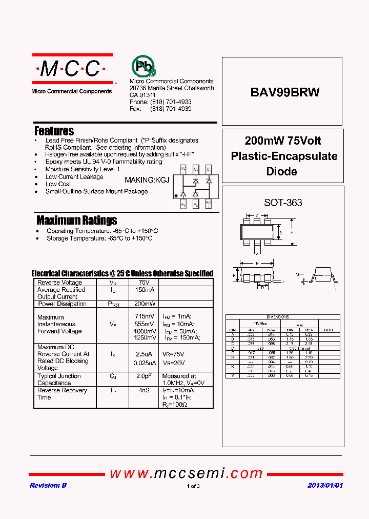 BAV99BRW13_5951434.PDF Datasheet