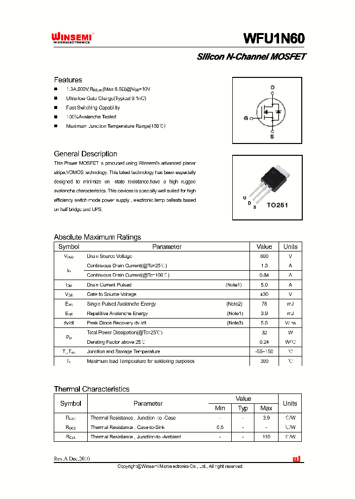 WFU1N60_5965488.PDF Datasheet